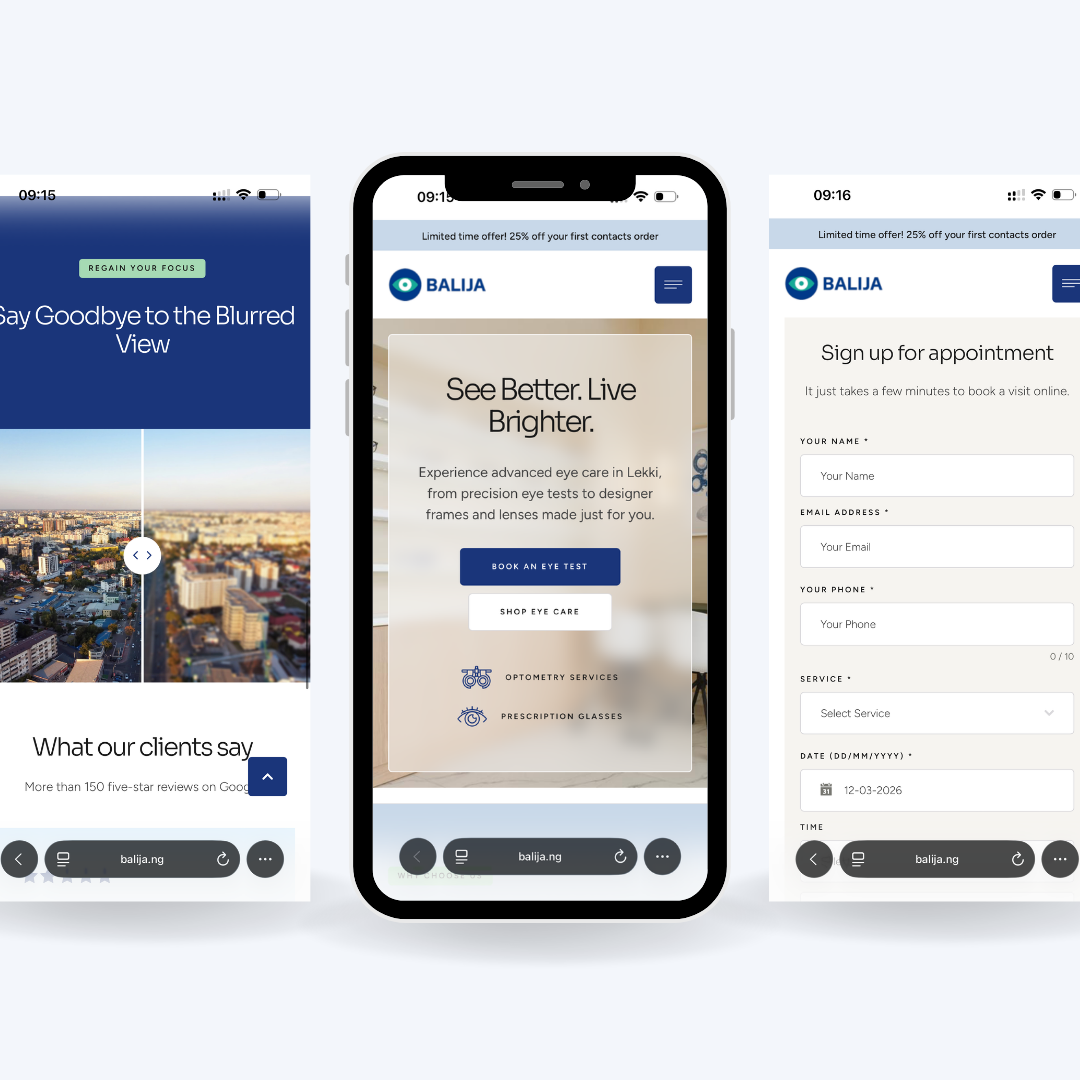 Balija Eye Care case study - healthcare website, e-commerce eyewear shop, patient CMS
